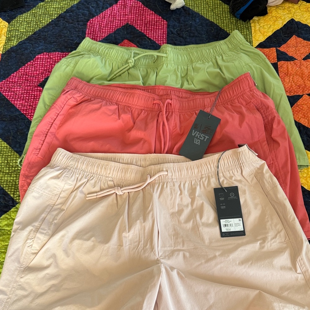Men's Athletic Shorts - Pink, Coral, and Light Green - Lightweight Performance